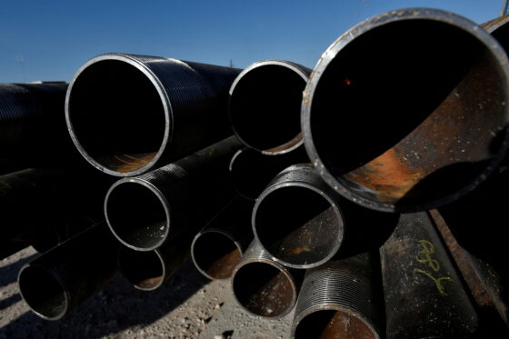 FILE PHOTO: Drill pipe is seen on an oil lease owned by Oasis Petroleum in the Permian Basin near Wink, Texas U.S. August 22, 2018. Picture taken August 22, 2018. REUTERS/Nick Oxford